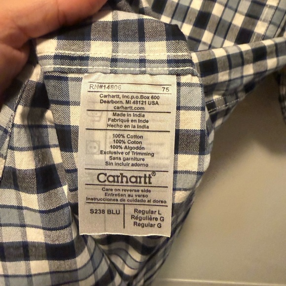 Carhartt Men's Cobalt Blue Plaid Button Down Shirt - Picture 8 of 8